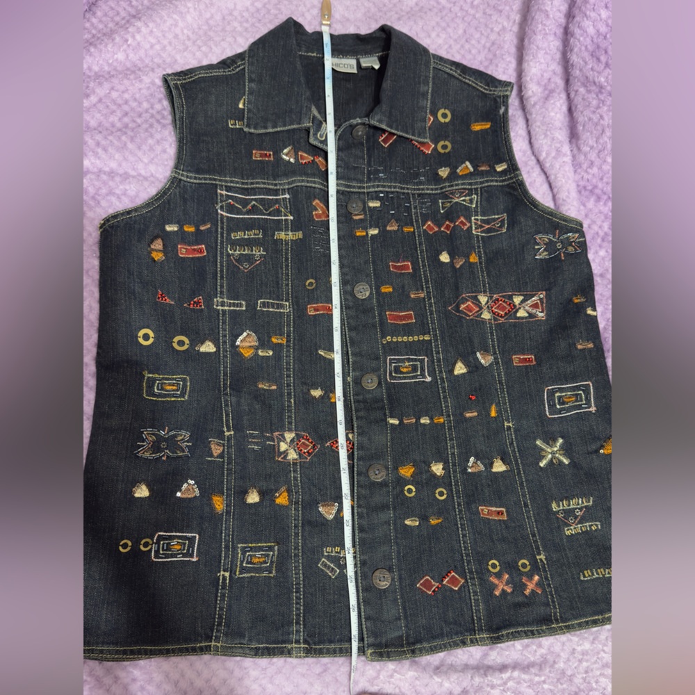 Chico’s Embroidered Denim Vest - Picture 8 of 9